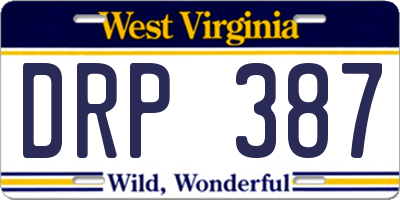WV license plate DRP387
