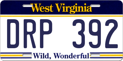 WV license plate DRP392
