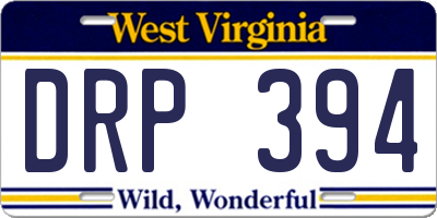 WV license plate DRP394