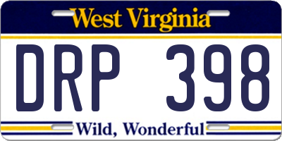 WV license plate DRP398