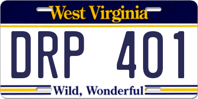 WV license plate DRP401