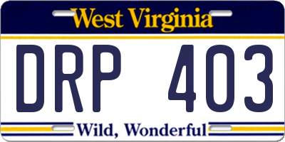 WV license plate DRP403