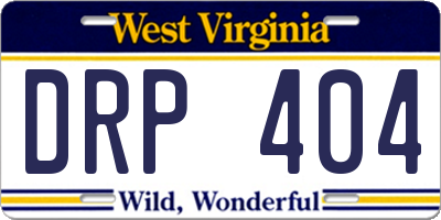 WV license plate DRP404