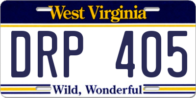 WV license plate DRP405