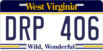 WV license plate DRP406