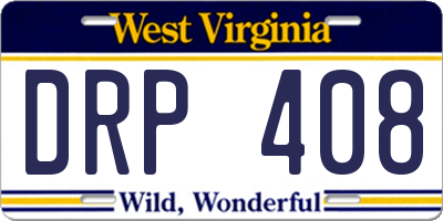 WV license plate DRP408