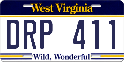 WV license plate DRP411