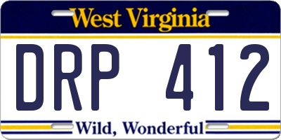 WV license plate DRP412