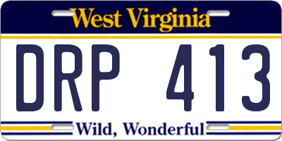 WV license plate DRP413