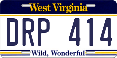 WV license plate DRP414