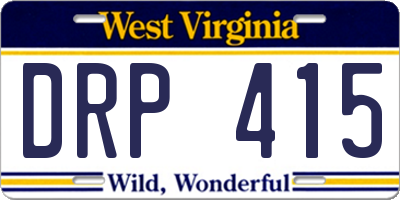 WV license plate DRP415