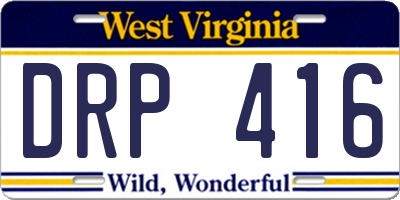 WV license plate DRP416