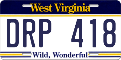 WV license plate DRP418