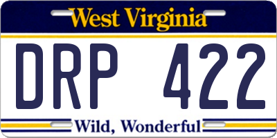 WV license plate DRP422