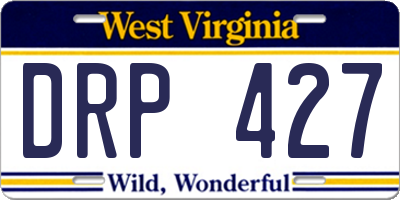 WV license plate DRP427