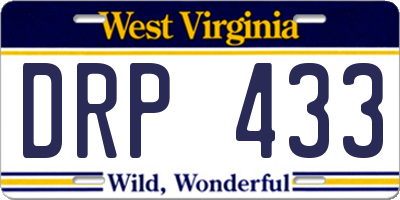 WV license plate DRP433