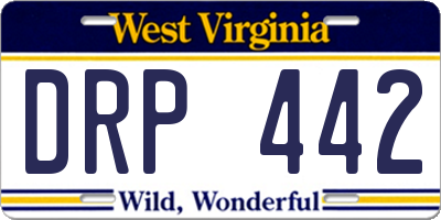 WV license plate DRP442