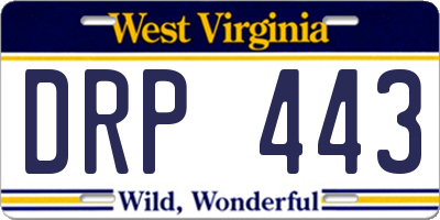 WV license plate DRP443