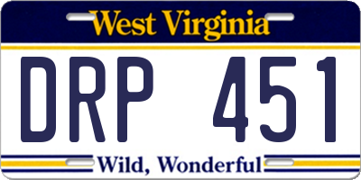 WV license plate DRP451