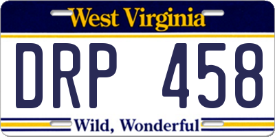 WV license plate DRP458