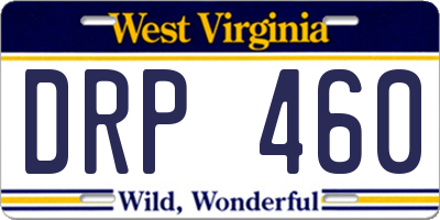 WV license plate DRP460
