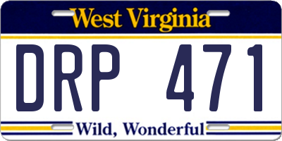 WV license plate DRP471