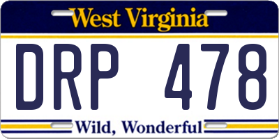 WV license plate DRP478