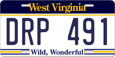 WV license plate DRP491
