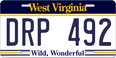 WV license plate DRP492