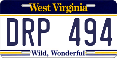 WV license plate DRP494