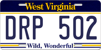 WV license plate DRP502