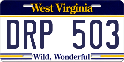 WV license plate DRP503
