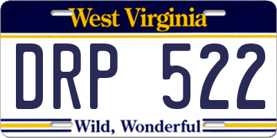 WV license plate DRP522