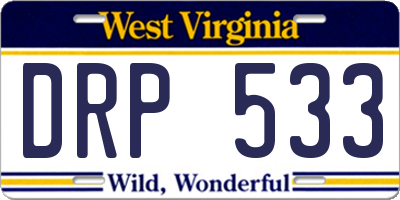 WV license plate DRP533