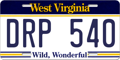 WV license plate DRP540