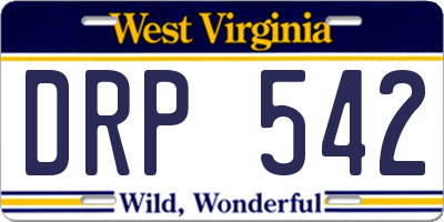 WV license plate DRP542