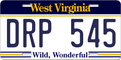 WV license plate DRP545