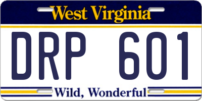 WV license plate DRP601
