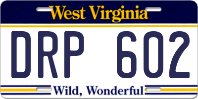 WV license plate DRP602