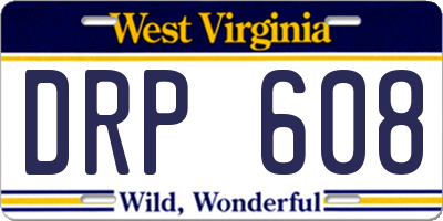 WV license plate DRP608