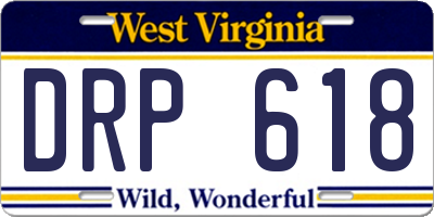 WV license plate DRP618