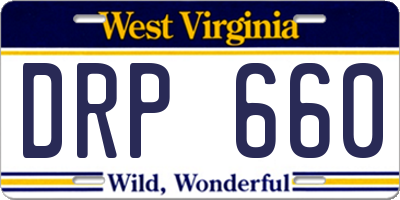 WV license plate DRP660