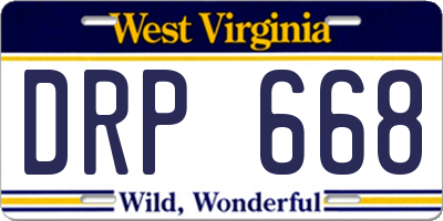 WV license plate DRP668