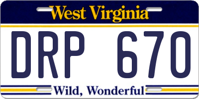 WV license plate DRP670