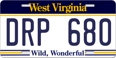 WV license plate DRP680