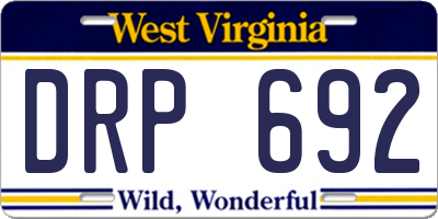 WV license plate DRP692