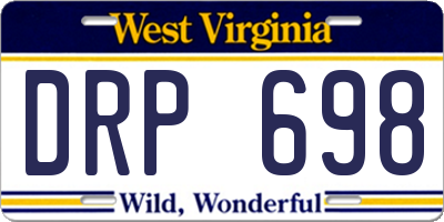 WV license plate DRP698