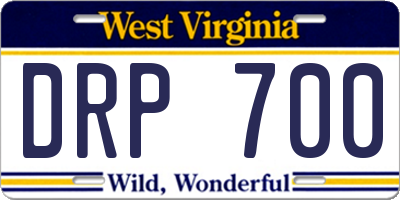 WV license plate DRP700