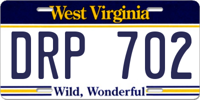 WV license plate DRP702