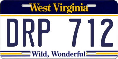 WV license plate DRP712